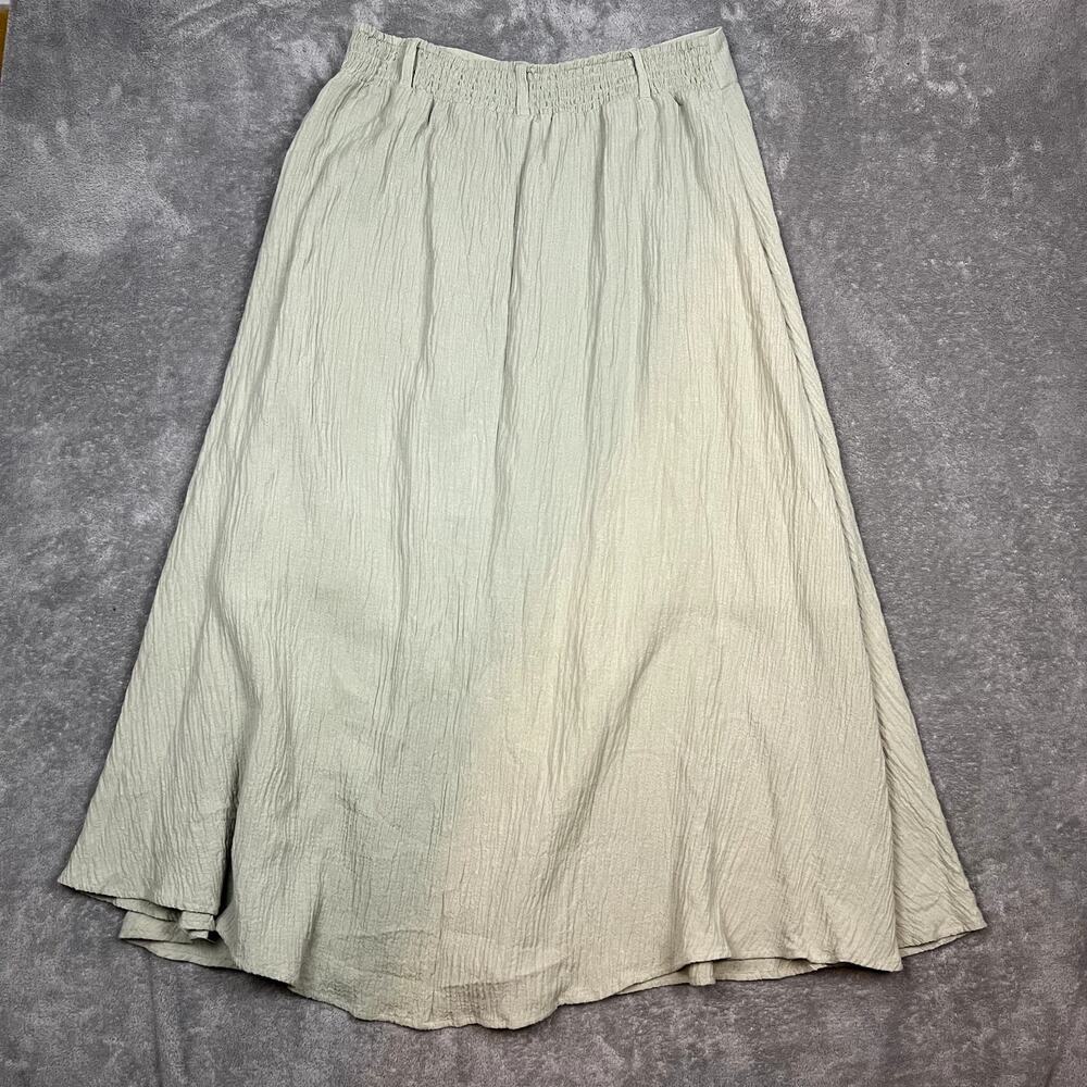 Soft Surroundings Rayon Maxi Skirt Button Front Womens L Mint Green Boho - Picture 3 of 9
